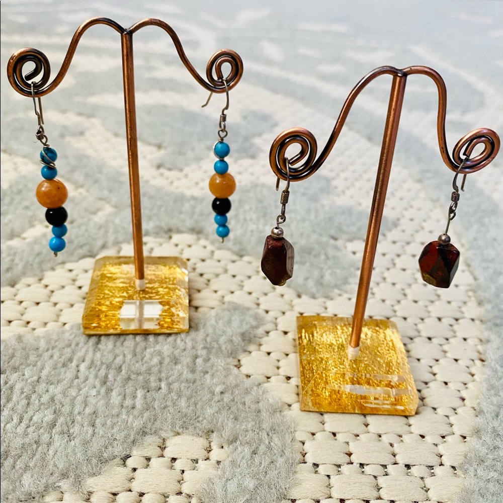 Handmade garnet and sodalite gemstone earrings